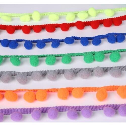 Hot Sale Sewing Accessories 5 yards 10mm Pompom Lace Trim Pom Pom Tassel Ball Fringe Ribbon DIY Materials Apparel Fabric Cord