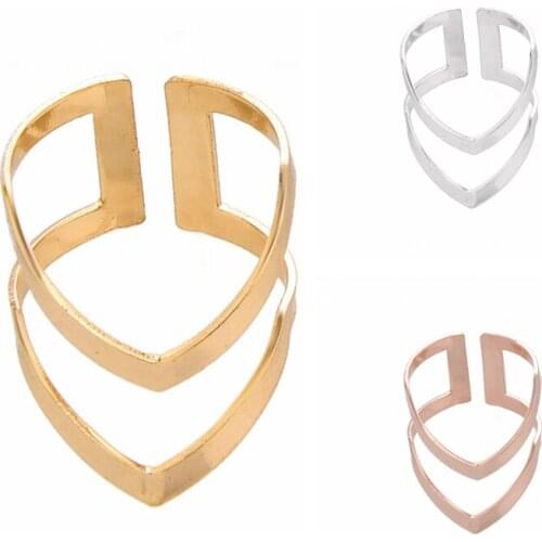 Jisensp 2019 New Modern Double Lines V Chevron Rings Simple Geometric Punk Rings Jewelry for Women Party Birthday Gift