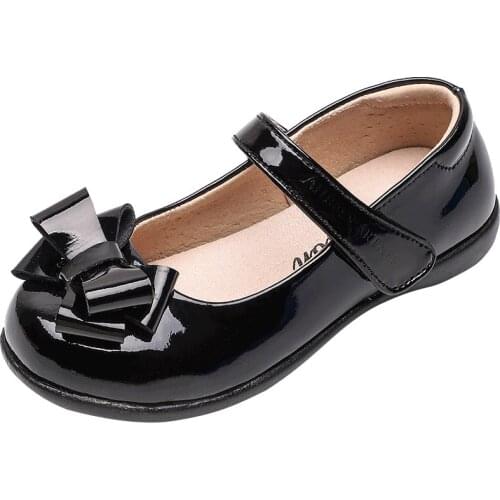 Girls Leather Shoes 2021 Bowtie Princess Shoes School Student Performance Sandals for Children Spring Summer New Arrival Fashion