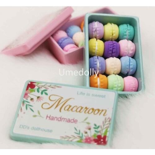 1/12 Scale Miniature Dollhouse Macaron Box Mini Food Toys for Barbies Doll House Kitchen Accessories