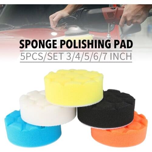 5pcs 3/4/5/6/7 Inch Buffing Sponge Polishing Pad Hand Tool Kit For Car Polisher Compound Polishing Car Beauty Polishing Tool Set