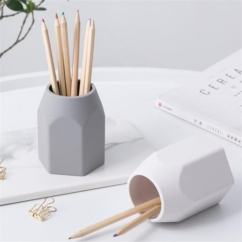 2020 European Simple Style Solid Pen Holder Silicone Pencil Stand Desktop Storage Case Holder Stationery Organizer Storage Box