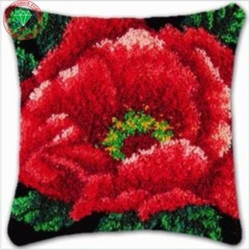 Flowers picture Diy Needlework Pillowcase cross stitch Latch hook rug kits thread embroidery kit Carpet embroidery crochet hooks