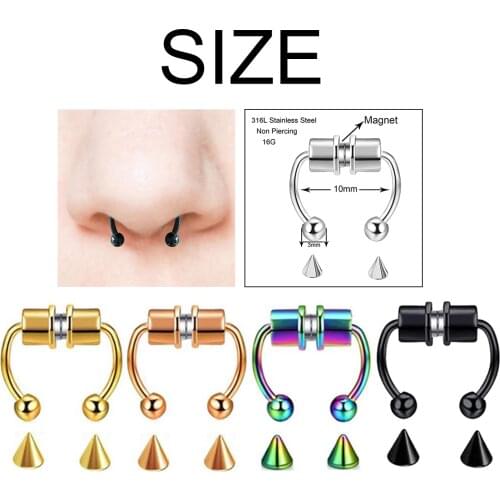 Stainless Magnetic Fake Nose Ring Horseshoes Non Piercing Hoop Jewelry