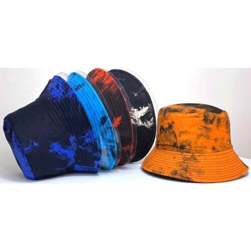 New Bucket Hats Double-sided Wear Tie-Dye Printing Summer Women Cap Outdoor Streetwear Sun Hat Female Panama Cap