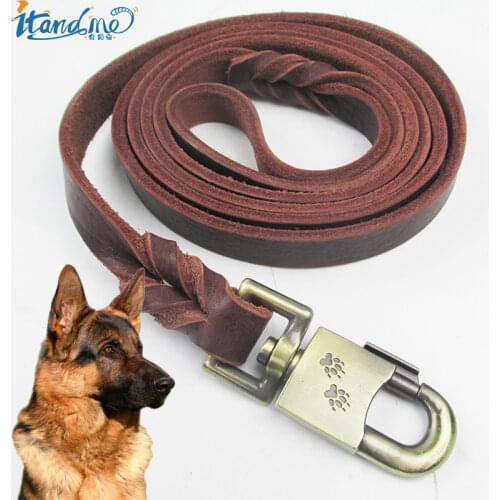Big Dog Leash Genuine Leather pet Traction rope for German Shepherd Golden Retriever Dogs Strap For Dog Length185CM Width 1.8CM