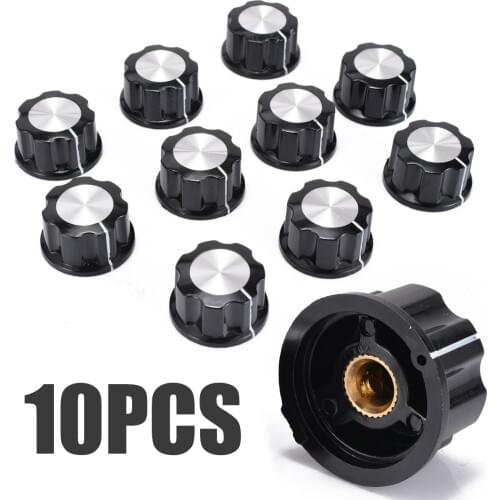 10Pcs/Lot Electronic Instrument Rotary Knob Top Rotary Control Turning Knob for Hole 6mm Dia. Shaft Potentiometer Knob Cap