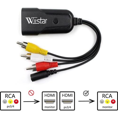 CompatiblHDMI to RCA AV CVBS Component Converter Scaler 1080P Adapter Cable Box for Monito L/R Video HDMI2AV HD Support NTSC PAL