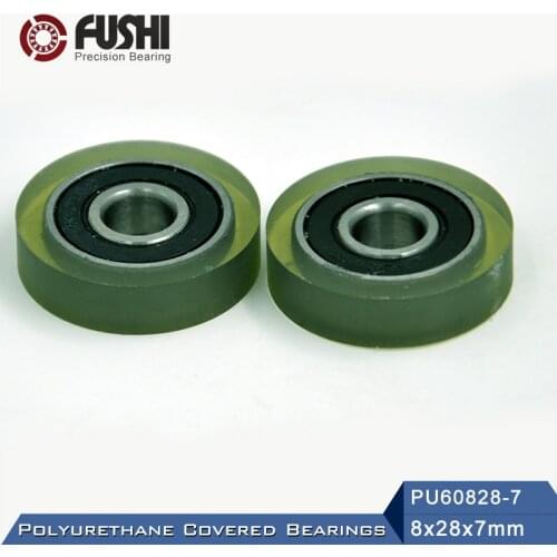 PU 608 Polyurethane Covered Bearing 8*28*7 mm ( 2 Pcs ) Shaft 8mm PU60828-7 Urethane Cover PU608 Bearings
