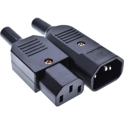 IEC Socket Straight Cable Plug Connector PDU UPS C13 C14 16A 250V Black Female Male Wiring Plug Rewirable Power 3 Pin Connector