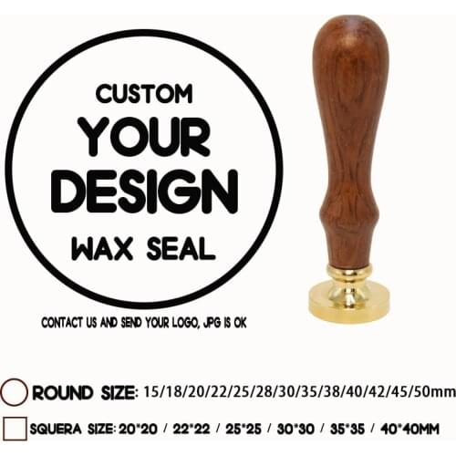 Custom Wax Seal Stamp With Your Own Logo Design Diferent Diy Stamp Head Size Clear stamps 25mm, 30mm, 40mm,50mm For Your Choice