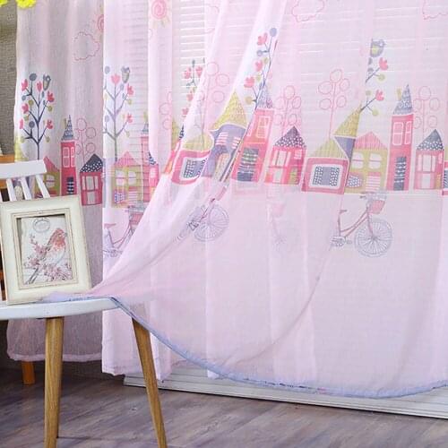 Lychee House Leaf Printed Window Tulle Curtains Organza Voile Curtain for Living Room Modern Window Curtains