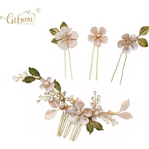 Sweet Lovely Girl Headpiece Green Leaf Flower Bridal Hair Accessories Photography Travel Wedding Hair Comb Pins