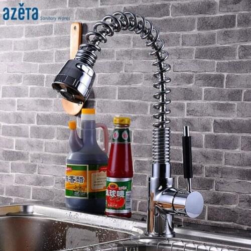 Cold and Hot Water Kitchen Faucets Single Handle Pull Down 2-Function Water Outlet Chrome Kitchen Mixer Tap torneira AT9908