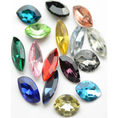 Horse eye rhinestones Clothes Jewelry Accessories 17x32mm 13x27mm all color by tray wholesale glass beads