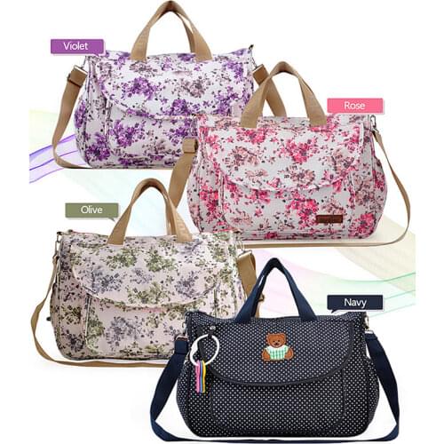 Fashion Baby Nursing Diaper Bag Floral Design Pretty Hangbag Stroller Hanging Nappy Tote Lightweight Large Capacity Play Mats