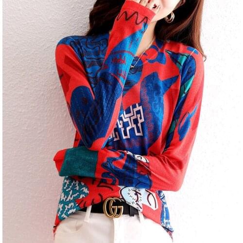 Backing shirt crew neck printed long sleeve T-shirt womens 2021 spring and autumn new fashion coat