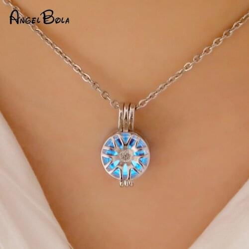 Oyster Pearl Necklace 3Color Fashion stainless steel Wishing Cage Luxury Wheel Pendant Cage Oyster Jewelry Gift For Women