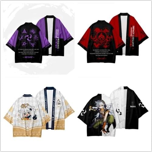 Genshin Impact 3D Printing Japanese Kimono Haori Yukata Cosplay Women/Men Fashion Summer Short Sleeve Kimono Shirts Streetwear