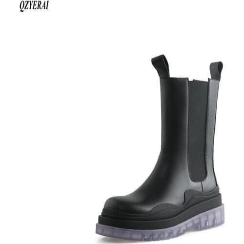 QZYERAI Fashion boots Genuine leather Female boots Womens boots Autumn and winter Head layer cowhide Womens shoes Size 34-40