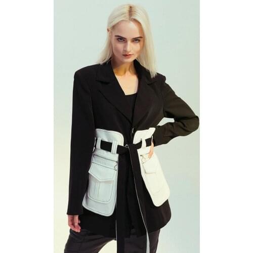 Spring autumn fashion England style hit color design ins popular blazer female professional outerwear with belt jackets F1159