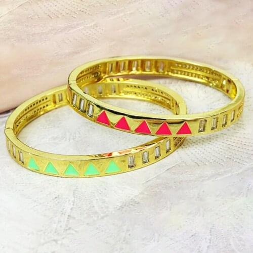 3 Pcs Summer color Enamel color Metal Bangle Summer Jewelry Bangle Bracelet Gold color Women bangle 51444