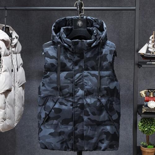 Winter Men Plus Size 6xl 7xl 8xl 9xl 10xl Parka Vest Waistcoat Hoodie camouflage Sleeveless Jackets Warm Parka Waistcoat Men