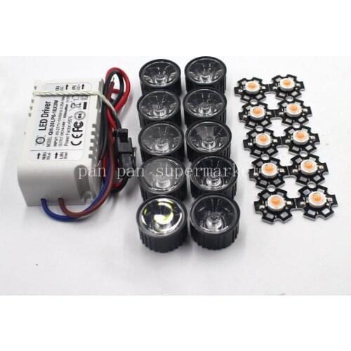 10X 3W Plant Grow Full Spectrum 380-840nm High Power LED + 10pcs lens + 1pcs 6-10x3w driver