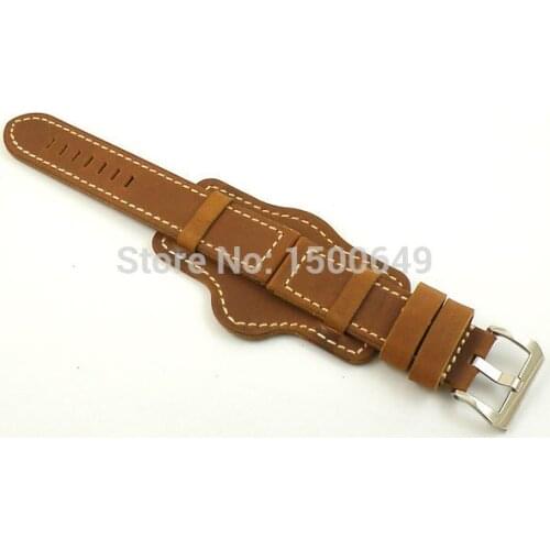 24mm leather Strap stainless steel buckle buckle fit Parnis watch P122