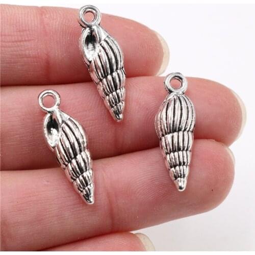 24x8mm 10pcs Antique Silver Plated Conch Handmade Charms Pendant:DIY for bracelet necklace-Q4-40