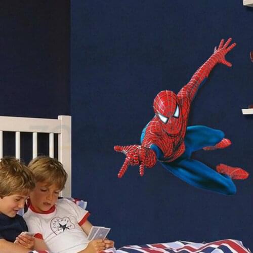 3d Spiderman wall stickers for kids rooms pvc wall decal for Children Boys Kids room Superman Super Hero