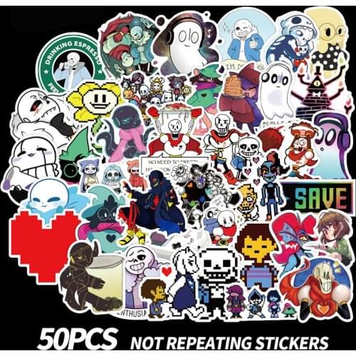 50Pcs Undertale Game Stickers DIY Snowboard Laptop Luggage Fridge Guitar Waterproof Graffiti Fun Sticker For Kid Toy Decals Gift