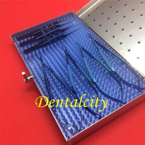 7pcs Titanium Microsurgery Ophthalmic Surgical Instrument with Disinfection tray Case