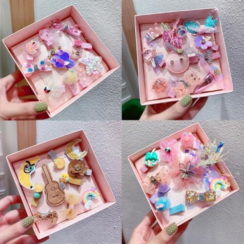 10 Pcs/Set Baby Girl Hair Accessories Clips Braided Hair Band Ribbon Headband Kwaii Acessorios Hair Bow Clip No Box