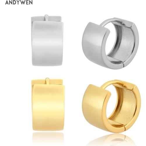 ANDYWEN 925 Sterling Silver 10.5mm Large Face Hoops Big Thickness Huggies Women Luxury Rock Punk Exaggerate Classic Jewelry