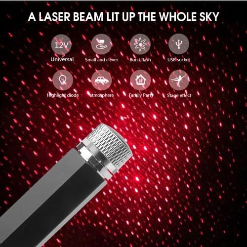 Car Atmosphere Light USB Starry Sky Lamp Decoration Star Ceiling Projection Lamp Laser Roof Interior Car Ambient Light