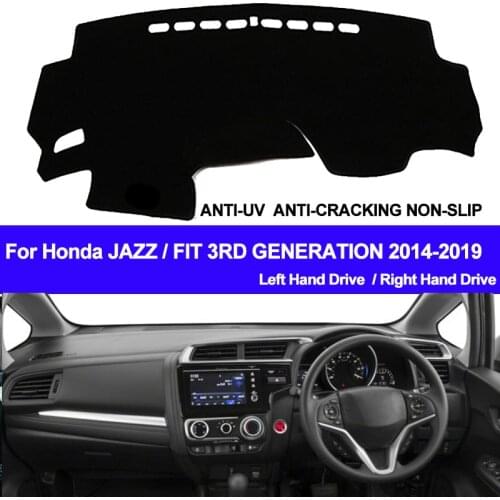Car Auto Dashboard Cover 2 Layers Dashmat Pad Carpet Dash Mat For Honda Jazz Fit 3rd Gen 2014 2015 2016 2017 2018 2019 LHD RHD