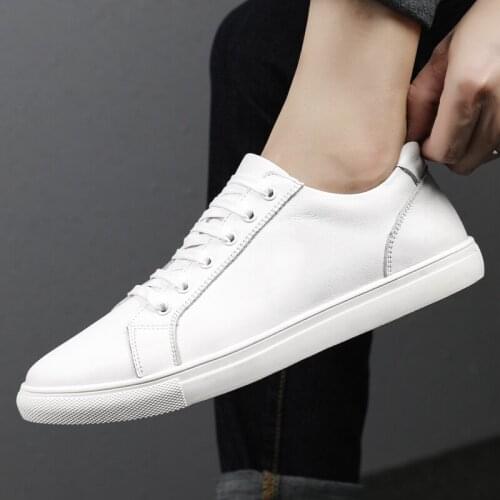 Spring Autumn Mens Casual Genuine Leather Shoes outdoor black white Luxury Soft Anti-skid Breathable Sneakers Shoes men
