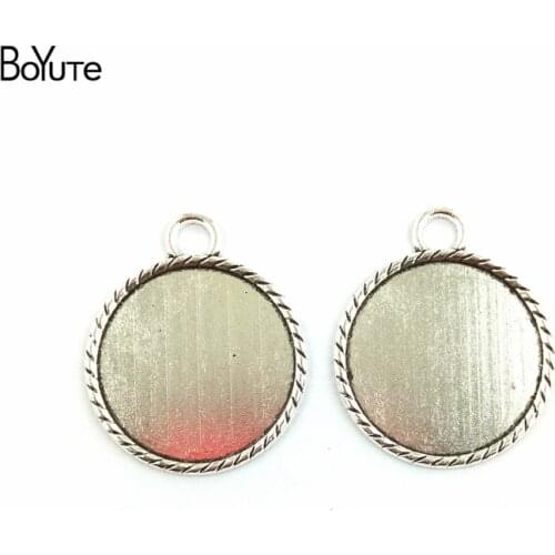 BoYuTe (20 Pieces/Lot) 30MM Inner Size Antique Bronze Silver Plated Alloy Tray Bezel Pendant Diy Cameo Cabochon Base Setting