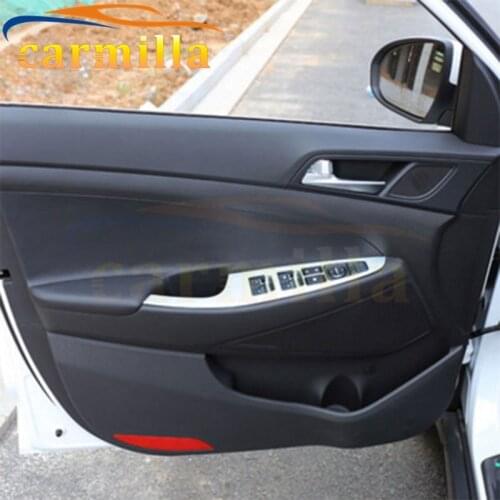 Carmilla 4X Car Stainless Steel Interior Door Window Lifter Panel Sticker for LHD Hyundai Tucson 2015 2016 2007 Accessories