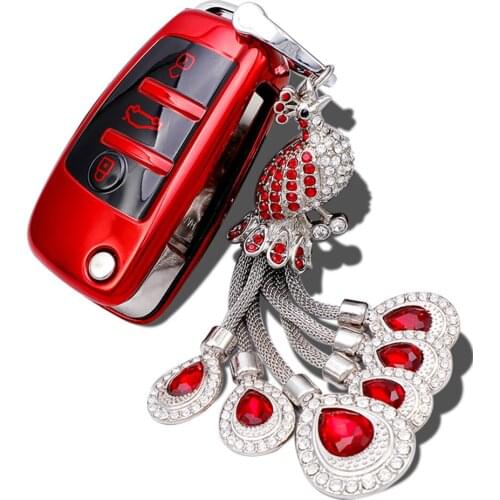 For Audi A6 C6 Car Key Case Cover for Audi Q2 A3 A4 A6 Tt RS3 S3 E-tron Accessories Keyring 3 Button Key Holder Cover Case Skin