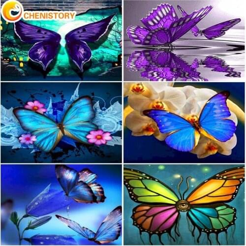CHENISTORY Oil Painting By Number Butterfly Diy On Canvas With Frame Handmade Paints For Adults Picture Coloring By Number Decor