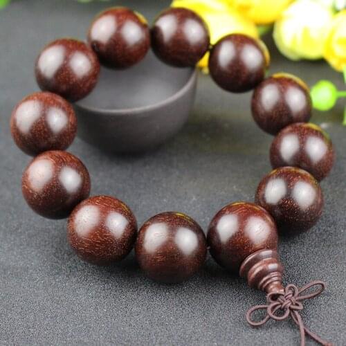 Small Leaf Red Sandalwood Old Material Cow Hair Pattern Prayer Beads Mens and Womens Bracelet Rosary