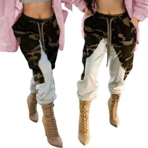Hot Sale Women Camouflage Trousers Winter Fashion Ladies Drawstring Thicken Long Bottom Pants