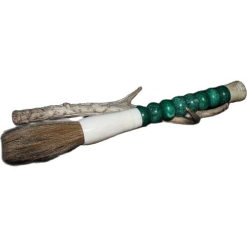 Collection of blue tendon stone bone inlay, hair inlay, pen, antique brush, Langhao big script brush, calligraphy supplies