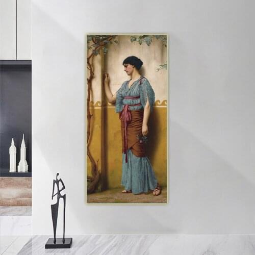 Citon John William Godward《The Trysting Place》Canvas Oil Painting Artwork Poster Picture Wall Decor Home Living room Decoration