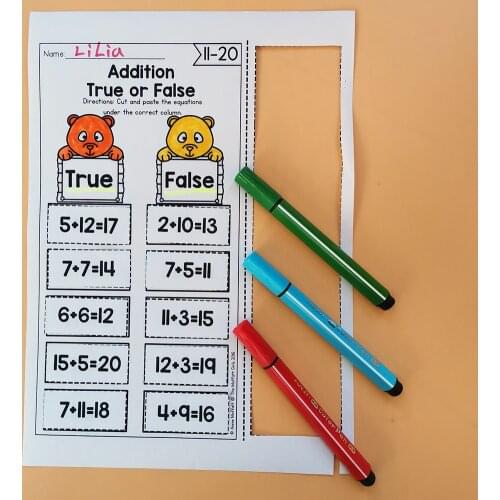 Addition and Subtraction True or False Arithmetic Paper Preschool Learning English Language Kindergarten Workbook Coloring Books