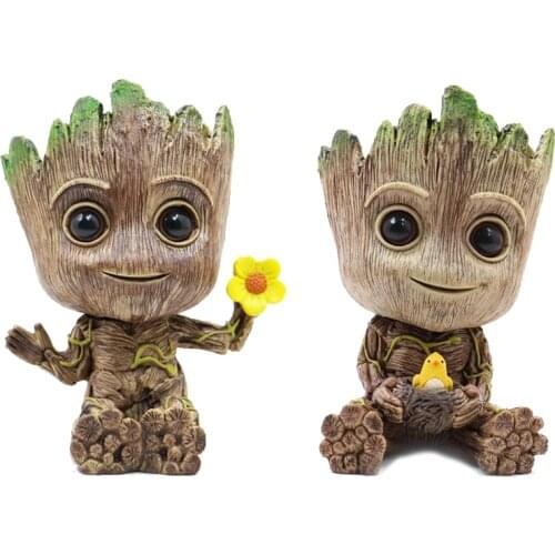 Marvel Guardians of The Galaxy Avengers Cute Tree Flowerpot Pen Pot Figure Model Toys Christmas Gifts for Kids Office Decoration
