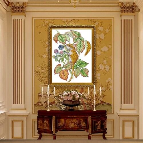 Rat eating Cross Stitch Kits Mouselet Printed patterns Canvas Chinese Embroidery Needlework Kit Cross-stitch set counted dmc14ct