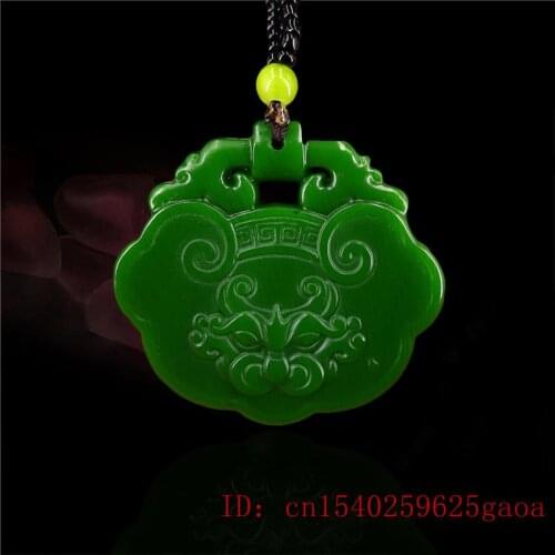 Jade Tiger Pendant Gifts Necklace Jadeite Chinese Carved Amulet Charm Double sided Jewelry Fashion Natural